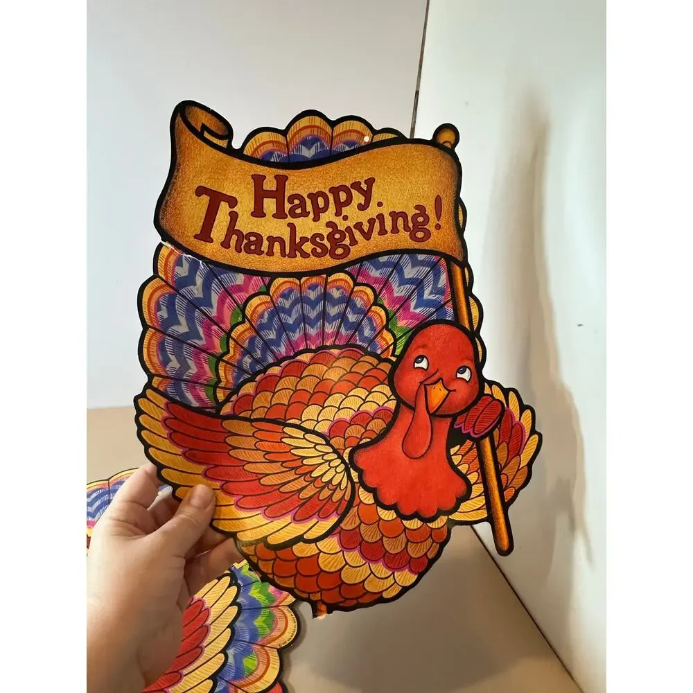 3 Vintage Thanksgiving Die Cut Turkeys Decoration Window Cutouts 1997 Beistle Co